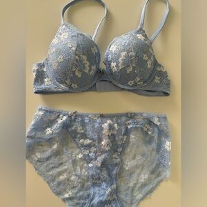 Victoria Secret Cinderella Blue Matching Set (34B, M) Gently Used